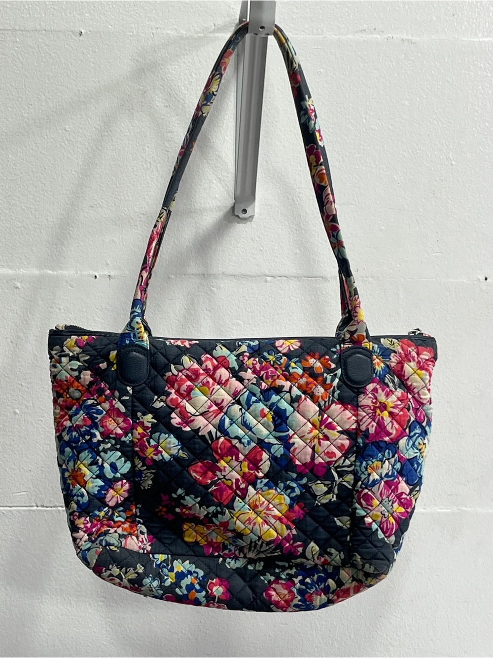 Vera Bradley Quilted Floral Shoulder Tote in Navy - Picture 3 of 16